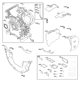 Cylinder Group Diagram and Parts List for 613477-4205-J1 400000 - 699999 Briggs and Stratton Engine